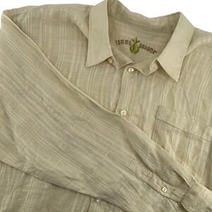 Tommy Bahama XL Linen Shirt Mens Long Sleeve Beige Button Up Casual
